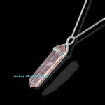 New Natural Iced Rose Crystal Quartz Stone Pendulum Point Pendant & 18"L 925 Silver (RH) Necklace